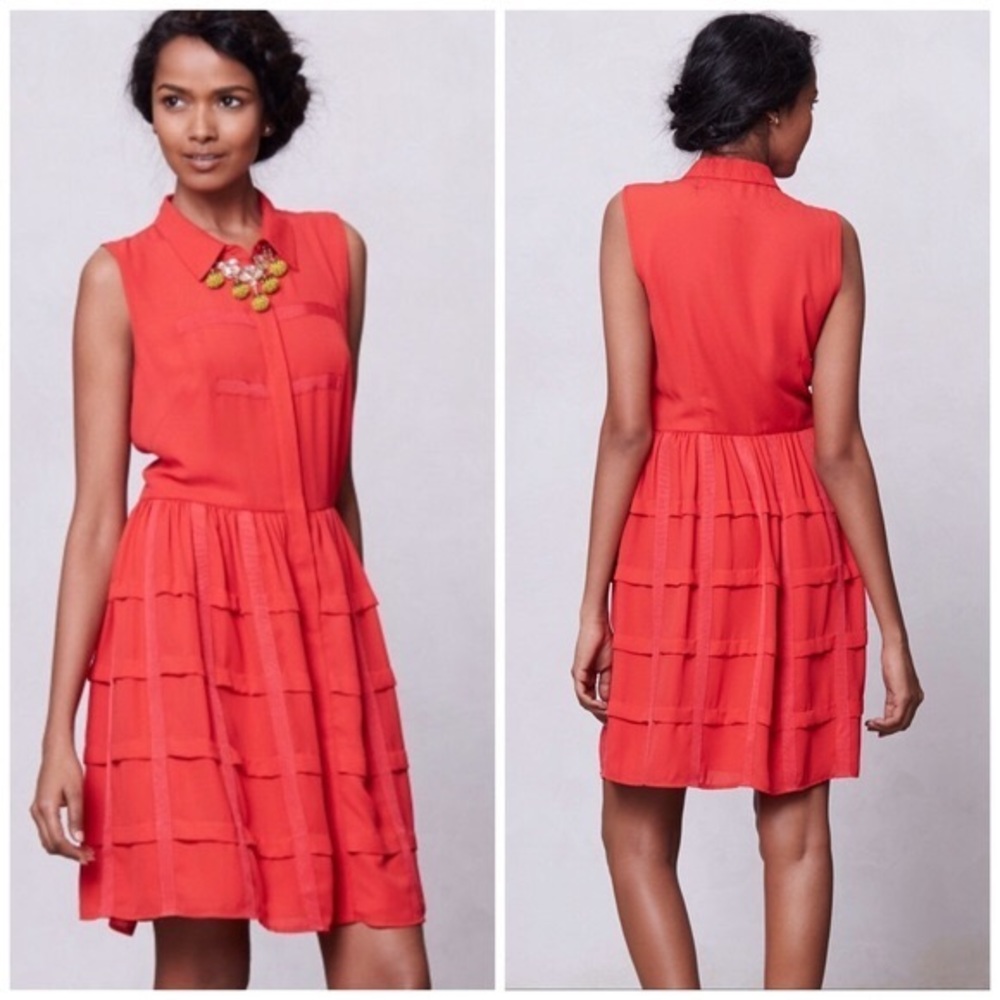 NWT Anthropologie Red Tiered Habitual Dress